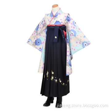 Light Blue Chrysanthemum Embroidery Junior Girl Dress Suit